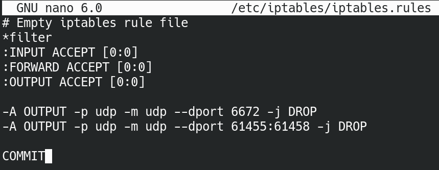 iptables config alone